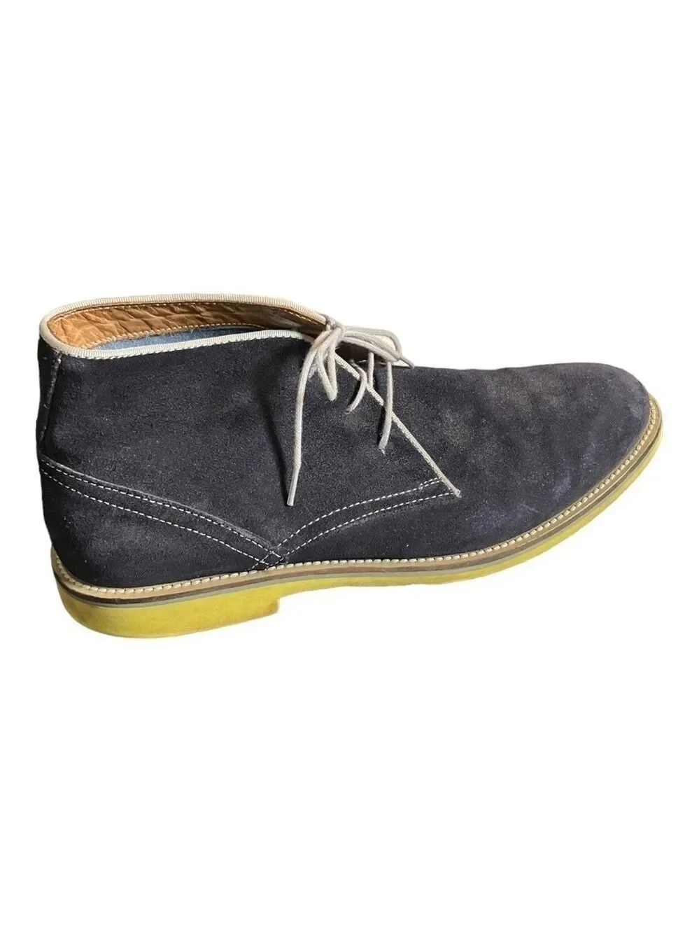ALDO Blue Suede High Top Casual Chukka Boots Shoes Yellow Heels Size 11